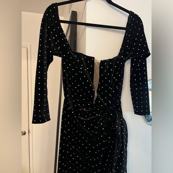 Michael Costello x Revolve London Dress in Black Velvet & Rhinestones XS - Picture 4 of 13